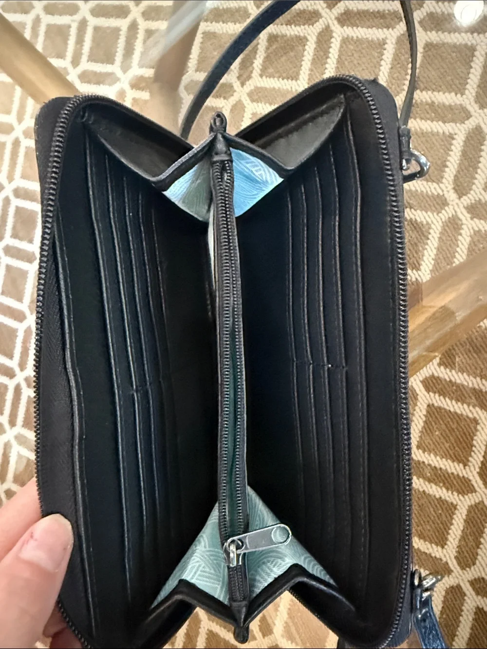 The Sak Black Leather Crossbody Wallet Purse